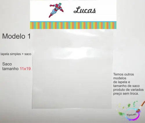 Lapela(simples) e Saco 11x19-capitão Planeta