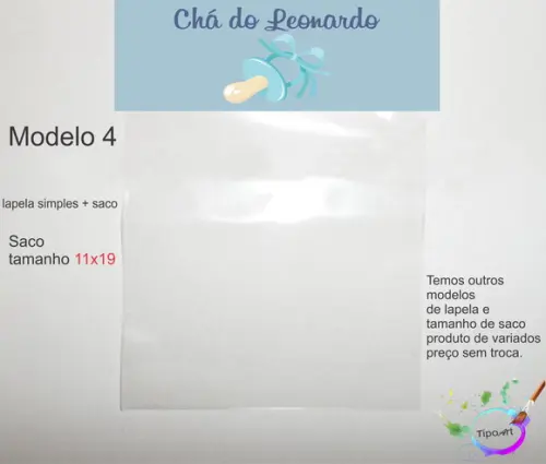 Lapela(simples) e Saco 11x19-chá de Bebê