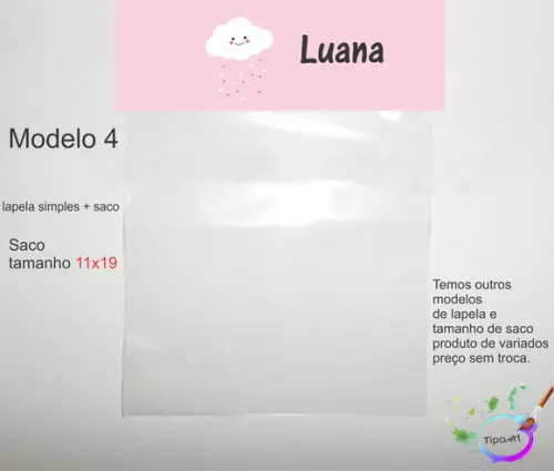 Lapela(simples) e Saco 11x19-chuva de Amor