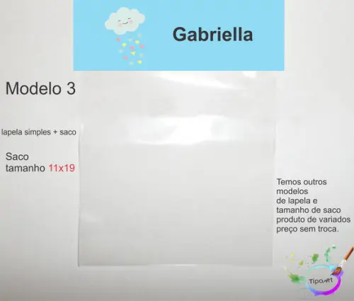Lapela(simples) e Saco 11x19-chuva de Amor