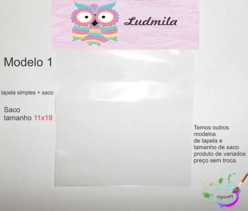 Lapela(simples) e Saco 11x19-coruja