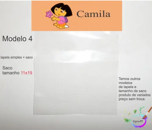 Lapela(simples) e Saco 11x19-dora Aventureira