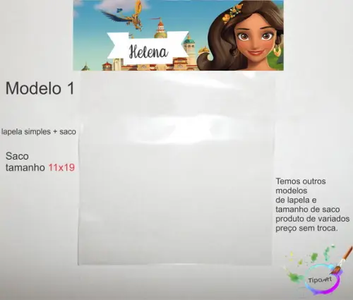 Lapela(simples) e Saco 11x19-elena de Avalor