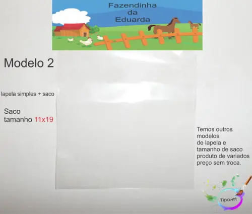 Lapela(simples) e Saco 11x19-fazendinha