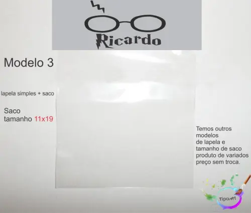 Lapela(simples) e Saco 11x19-harry Potter-modelo 1