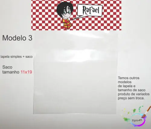 Lapela(simples) e Saco 11x19-harry Potter-modelo 2