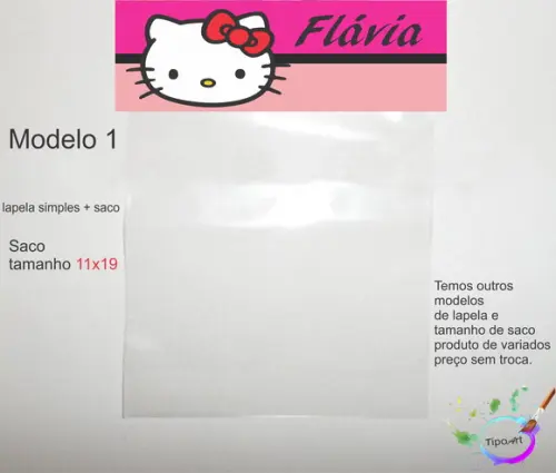 Lapela(simples) e Saco 11x19-hello Kitty