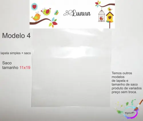 Lapela(simples) e Saco 11x19-jardim Encantado
