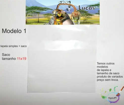 Lapela(simples) e Saco 11x19-madagascar