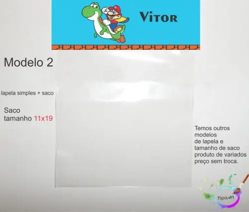 Lapela(simples) e Saco 11x19-mario Bros