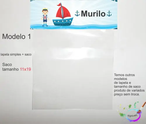 Lapela(simples) e Saco 11x19-marinheiro