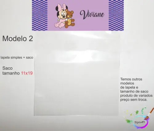 Lapela(simples) e Saco 11x19-mickey Baby