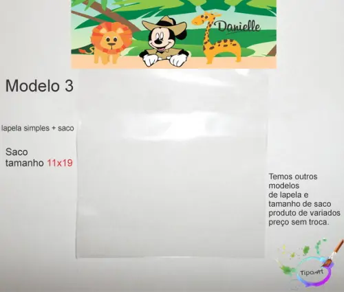 Lapela(simples) e Saco 11x19-mickey Safari