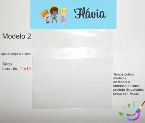 Lapela(simples) e Saco 11x19-mundo Bita