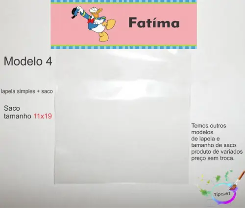 Lapela(simples) e Saco 11x19-pato Donald