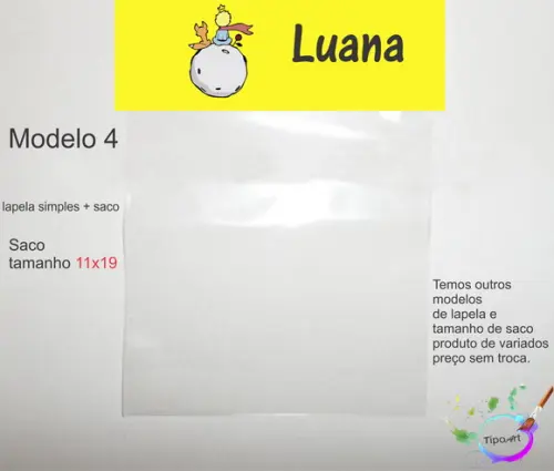 Lapela(simples) e Saco 11x19-pequeno Príncipe