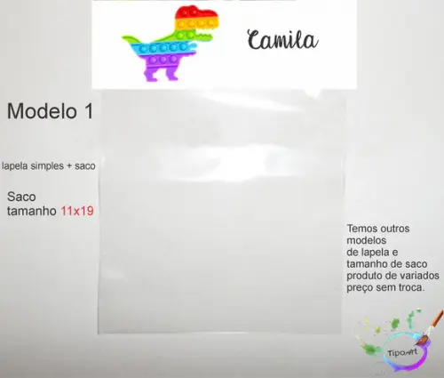 Lapela(simples) e Saco 11x19-pop Fidget