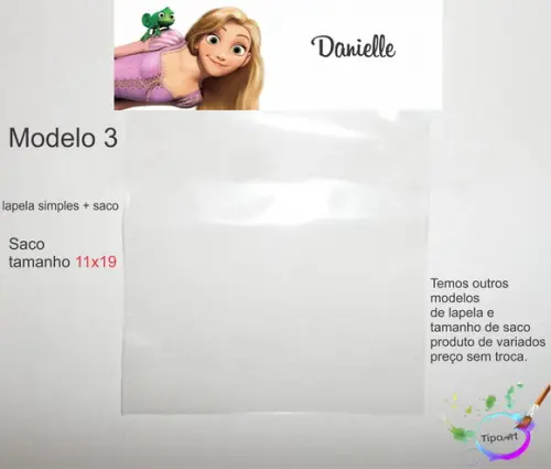 Lapela(simples) e Saco 11x19-rapunzel