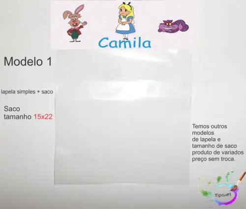 Lapela(simples) e Saco 15x22-alice