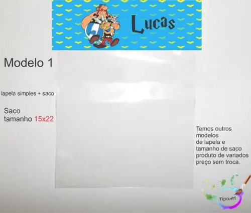 Lapela(simples) e Saco 15x22-asterix