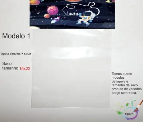 Lapela(simples) e Saco 15x22-astronauta