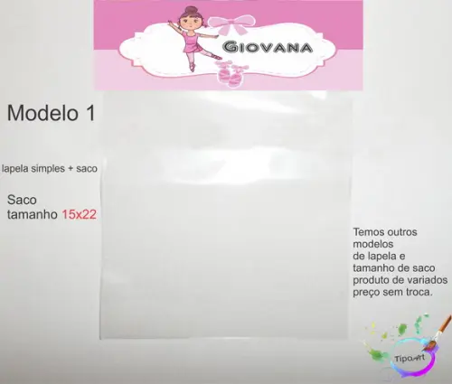 Lapela(simples) e Saco 15x22-bailarina
