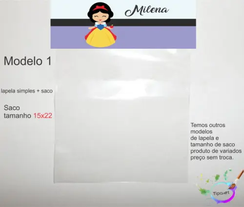Lapela(simples) e Saco 15x22-branca de Neve