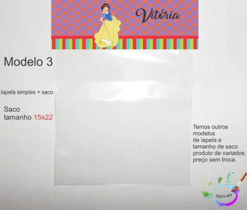 Lapela(simples) e Saco 15x22-branca de Neve