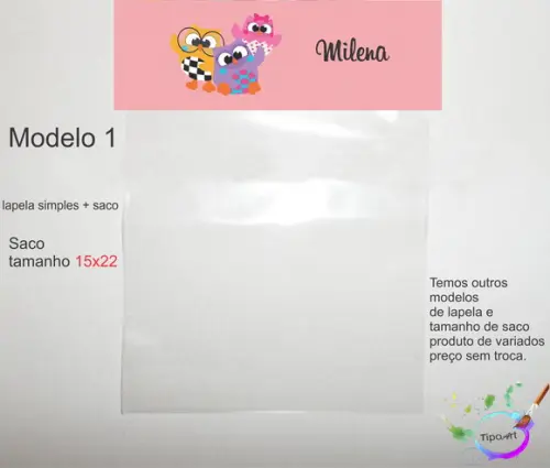 Lapela(simples) e Saco 15x22-bubu e as Corujinhas