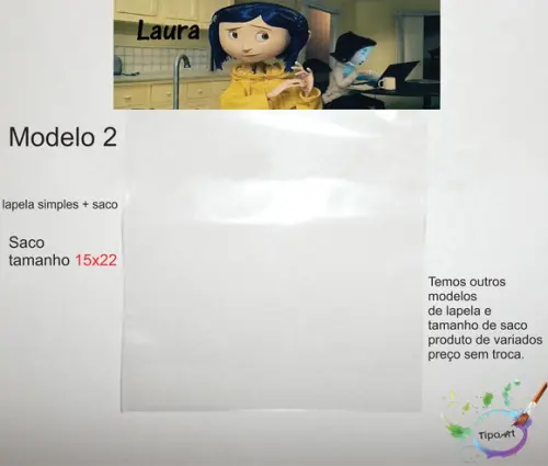 Lapela(simples) e Saco 15x22-caroline e o Mundo Secreto
