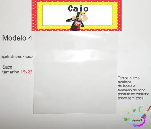 Lapela(simples) e Saco 15x22-chaves