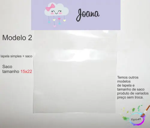 Lapela(simples) e Saco 15x22-chuva de Amor