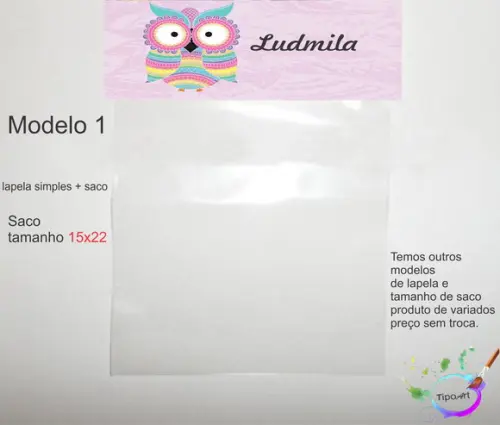 Lapela(simples) e Saco 15x22-coruja