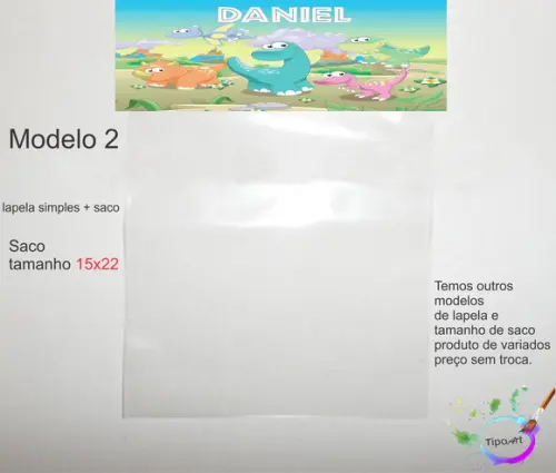 Lapela(simples) e Saco 15x22-dinossauros