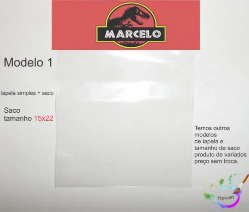 Lapela(simples) e Saco 15x22-dinossauros