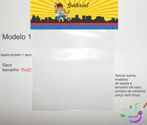 Lapela(simples) e Saco 15x22-dora Aventureira