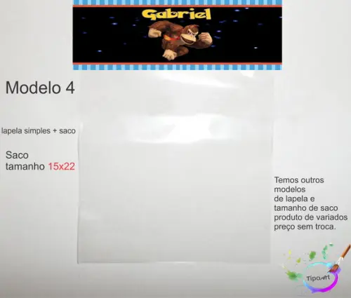 Lapela(simples) e Saco 15x22-donkey Kong