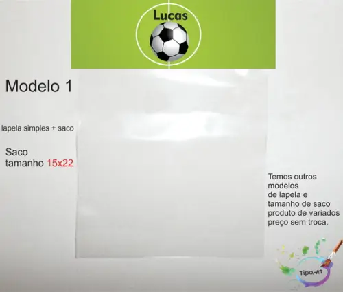 Lapela(simples) e Saco 15x22-futebol