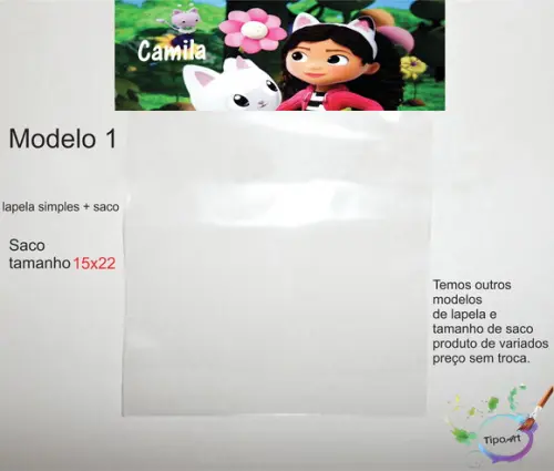 Lapela(simples) e Saco 15x22-gabi Casa Mágica