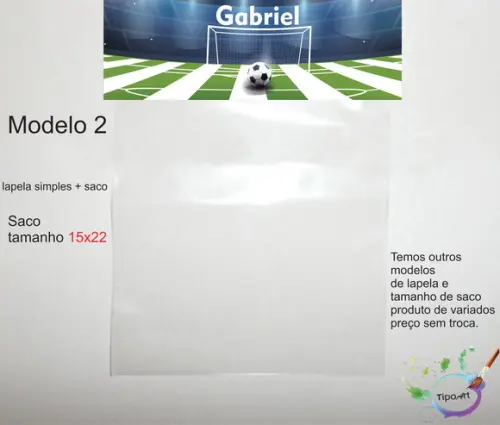 Lapela(simples) e Saco 15x22-futebol