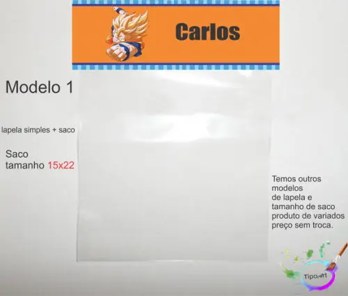 Lapela(simples) e Saco 15x22-goku
