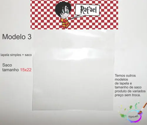 Lapela(simples) e Saco 15x22-harry Potter-modelo 2