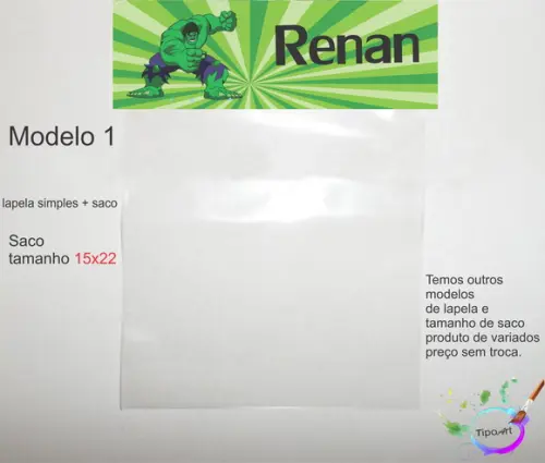 Lapela(simples) e Saco 15x22-hulk