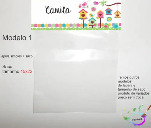 Lapela(simples) e Saco 15x22-jardim Encantado