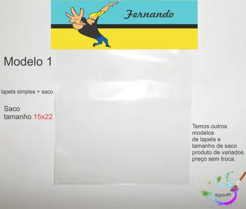 Lapela(simples) e Saco 15x22-johnny Bravo