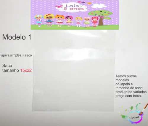Lapela(simples) e Saco 15x22-lalaloopsy