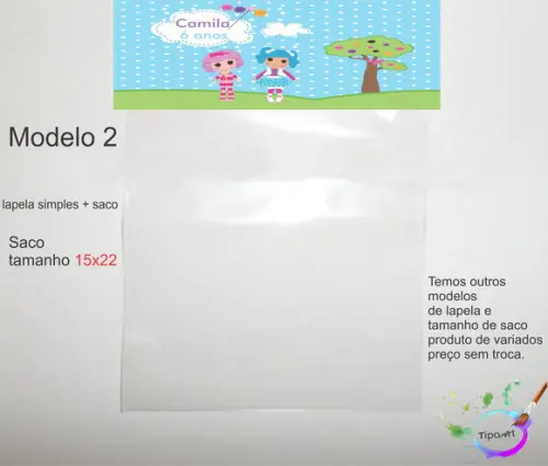 Lapela(simples) e Saco 15x22-lalaloopsy
