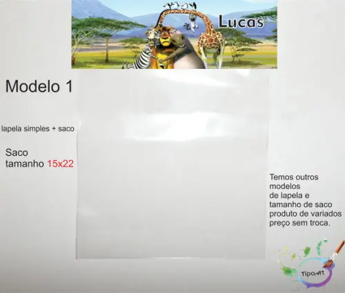 Lapela(simples) e Saco 15x22-madagascar