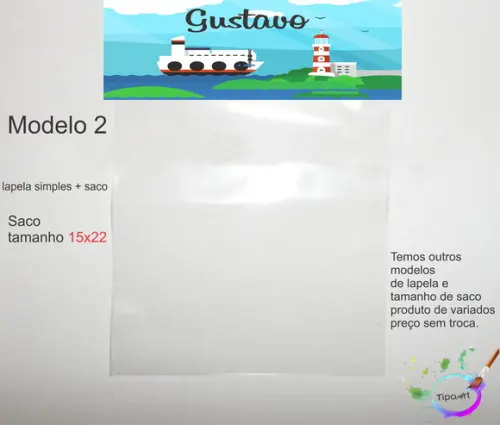 Lapela(simples) e Saco 15x22-marinheiro