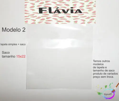 Lapela(simples) e Saco 15x22-melancia
